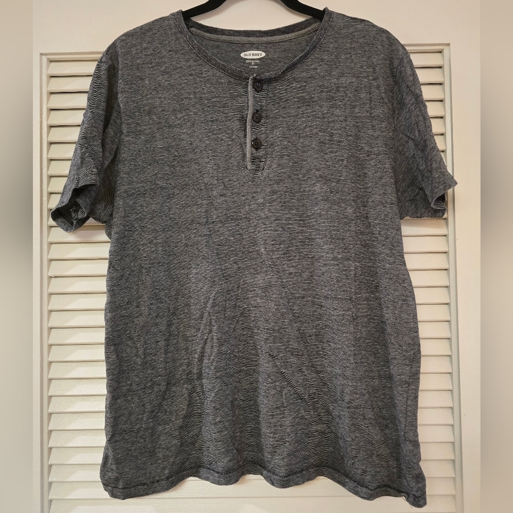 Old Navy - Men's Soft-Washed Casual Grey Short-Sleeve Shirt With Buttons